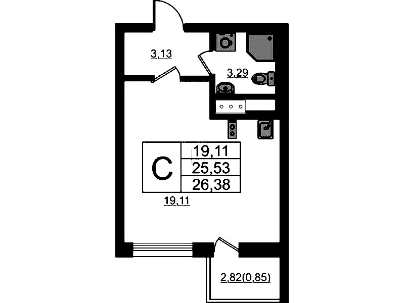 Квартира студия 25.85 м², 6/10 эт., ЖК «UP! Квартал Новый Московский»